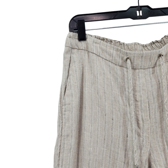 Chico's Women's Striped 100% Linen Drawstring Pull on Coastal Pants - Picture 4 of 9